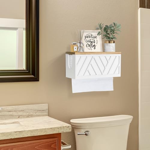 Jorkol Paper Towel Dispenser Wall Mount, Paper Towel Holder Wall Mounted with Lid, Solid Wood Commercial C-Fold, Z-Fold, Trifold Hand Paper Towel Holder Dispenser Hand Towel Holder for Bathroom Kitchen Decor - Image 5