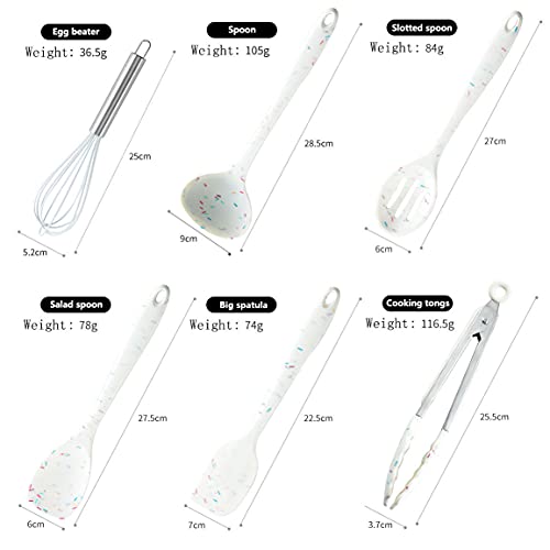 Aeelue 11 Pcs Silicone Cooking Utensils Kitchen Utensil Set,Turner,Tongs,Spatula,Spoon,Brush,Egg Beater. Colorful Silicone Kitchen Gadgets Tools Set for Nonstick Cookware (Colored dots) - Image 2