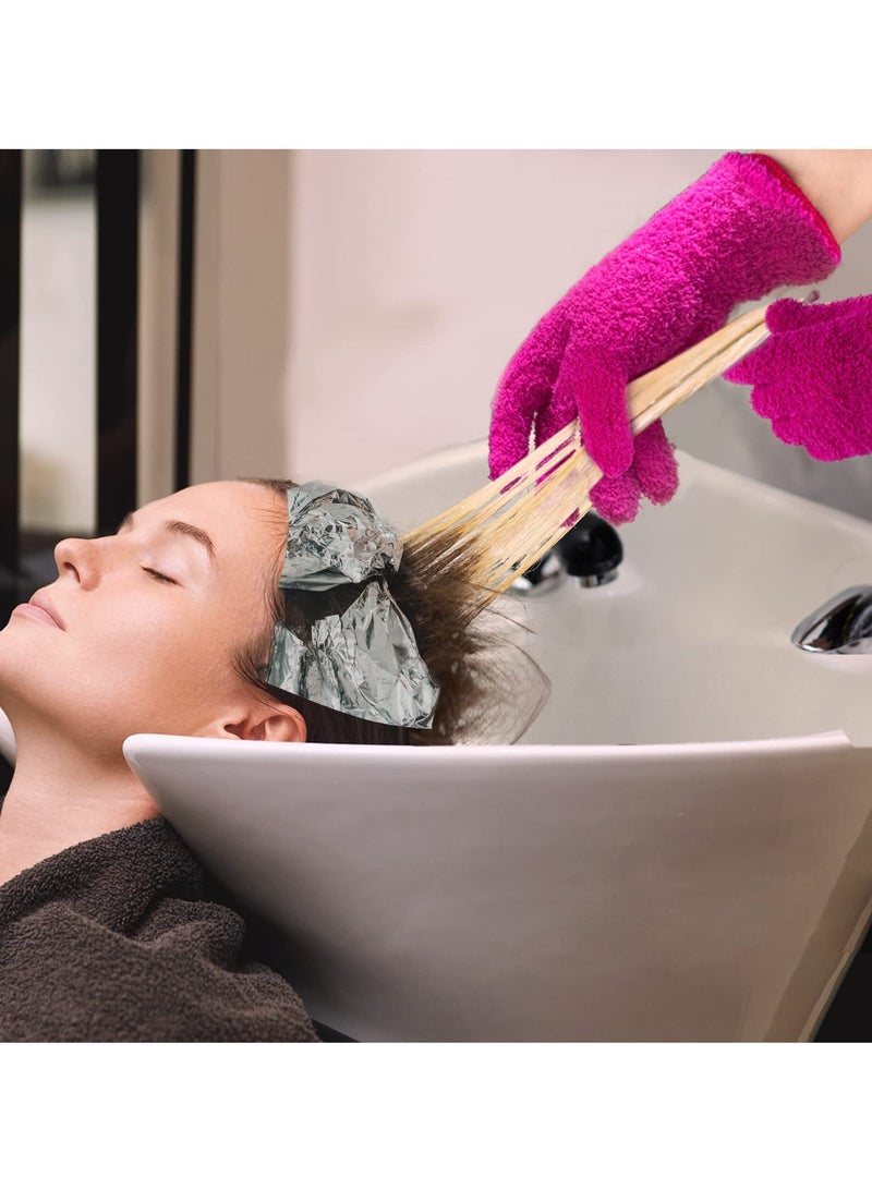 Zikra 4 Pairs Microfiber Gloves, Hair Dye Gloves, Pink Gloves For Hair Salon Supplies, Reusable Gloves For Cleaning, Microfiber Mitt For Hairstylist Supplies, Hair Color Gloves 2pcs Black and 2Pcs Pink - Image 2