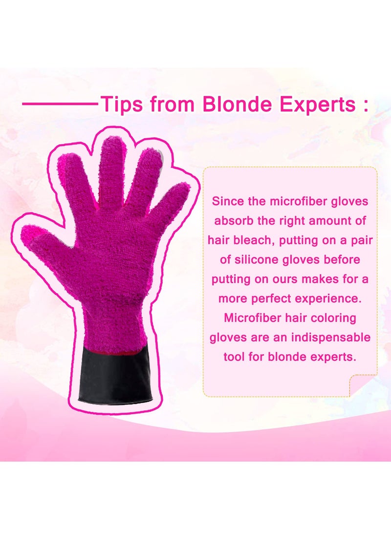 Zikra 4 Pairs Microfiber Gloves, Hair Dye Gloves, Pink Gloves For Hair Salon Supplies, Reusable Gloves For Cleaning, Microfiber Mitt For Hairstylist Supplies, Hair Color Gloves 2pcs Black and 2Pcs Pink - Image 5