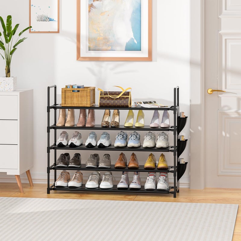 OYREL 5 Tier Shoe Organizer Rack for Closet, Entryway, Garage, Door, Space Saving, Shoe Holder Stand/Tower, Large, 20-25 Capacity - Image 2
