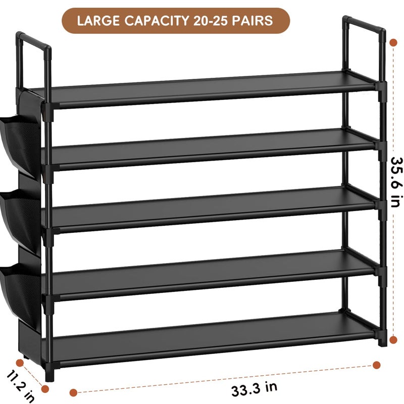 OYREL 5 Tier Shoe Organizer Rack for Closet, Entryway, Garage, Door, Space Saving, Shoe Holder Stand/Tower, Large, 20-25 Capacity - Image 4