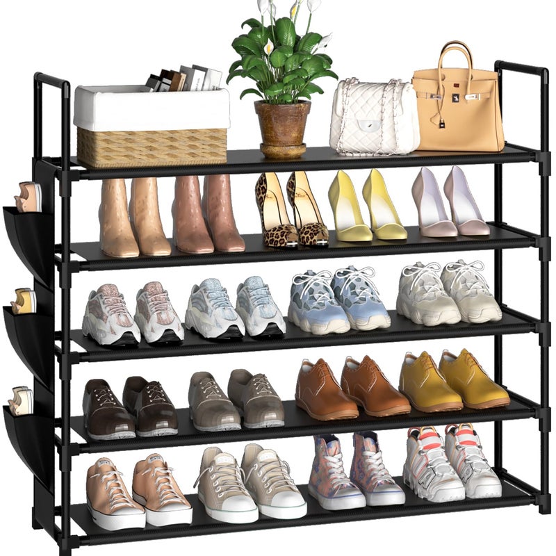 OYREL 5 Tier Shoe Organizer Rack for Closet, Entryway, Garage, Door, Space Saving, Shoe Holder Stand/Tower, Large, 20-25 Capacity - Image 1