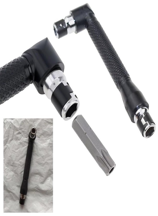 TorSor 2 Pack 1/4" Bit Driver Handle 90 Degree L-Shaped Right Angle Stubby Wrench Screwdriver Drive Handle Bits Driver Holder for Drill Bit Set with 1/4 Inch Hex Shank Metric & SAE Screwdriver Set - Image 5