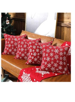 Christmas Pillow Covers, Throw Pillow Covers, Christmas Pattern Christmas Decorative Square Sofa Pillow Case, for Sofa Couch Christmas Office Bedroom Decorations, 4PCS (Chenille jacquard)