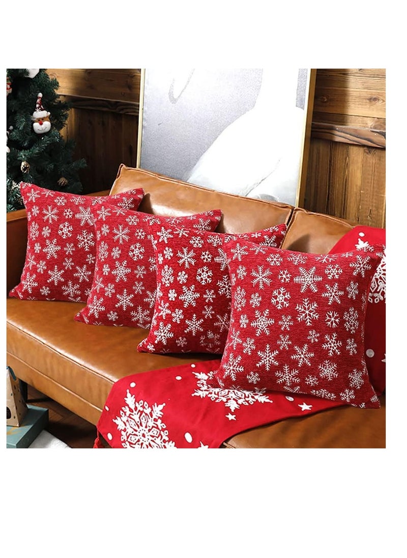 Generic - Christmas Pillow Covers, Throw Pillow Covers, Christmas Pattern Christmas Decorative Square Sofa Pillow Case, for Sofa Couch Christmas Office Bedroom Decorations, 4PCS (Chenille jacquard) - Image 1