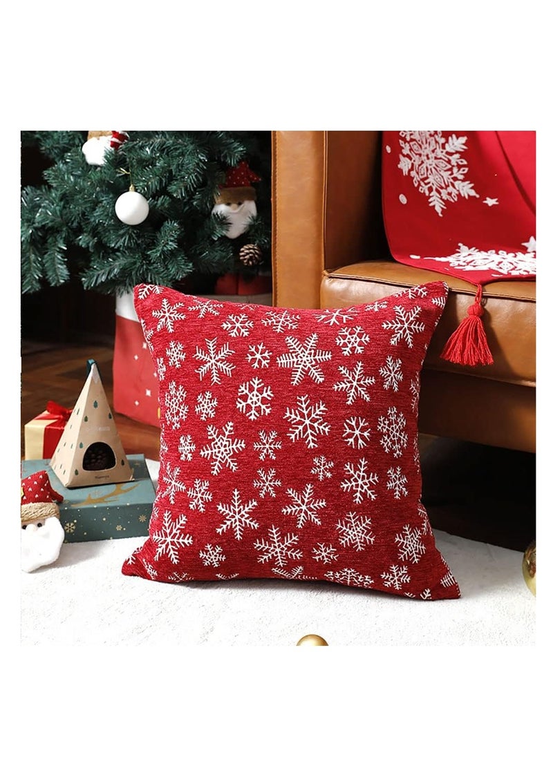 Generic - Christmas Pillow Covers, Throw Pillow Covers, Christmas Pattern Christmas Decorative Square Sofa Pillow Case, for Sofa Couch Christmas Office Bedroom Decorations, 4PCS (Chenille jacquard) - Image 1
