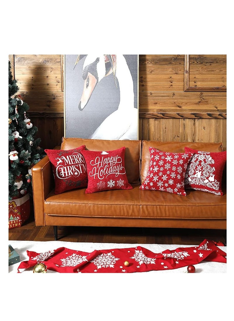 Generic - Christmas Pillow Covers, Throw Pillow Covers, Christmas Pattern Christmas Decorative Square Sofa Pillow Case, for Sofa Couch Christmas Office Bedroom Decorations, 4PCS (Chenille jacquard) - Image 1