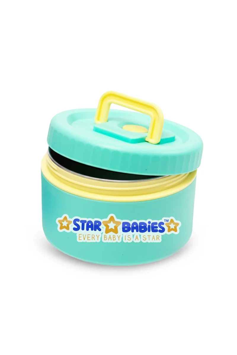ستار بيبيز Star Babies High Quality Stainless Steel Portable Food jar/Soup bowl /Lunch box  for Kids Single Compartment Green.
