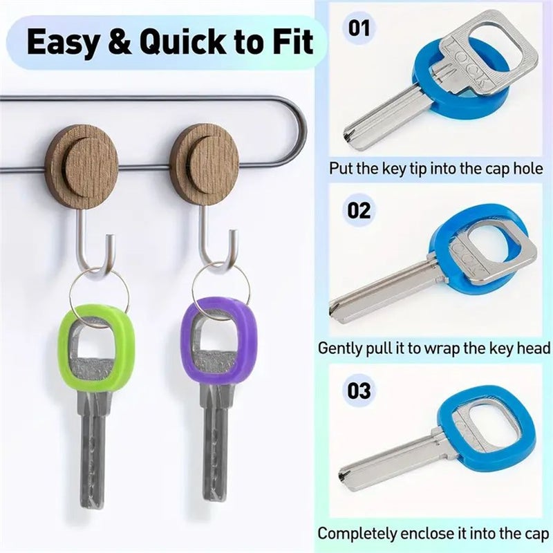 12Pcs Hollow Round Key Caps Key Cover Tags Coding Identifiers Multicolor Set - Image 5