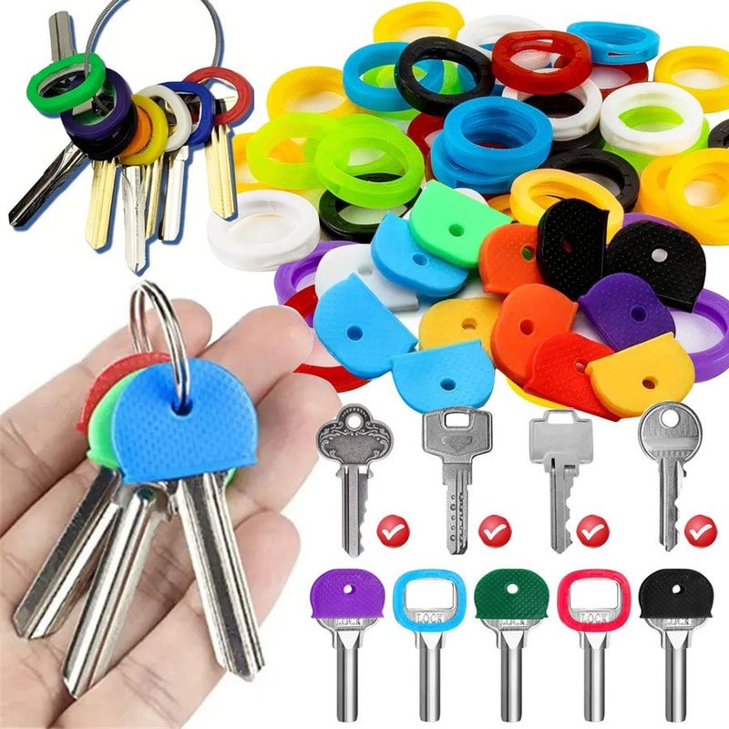 12Pcs Hollow Round Key Caps Key Cover Tags Coding Identifiers Multicolor Set - Image 1