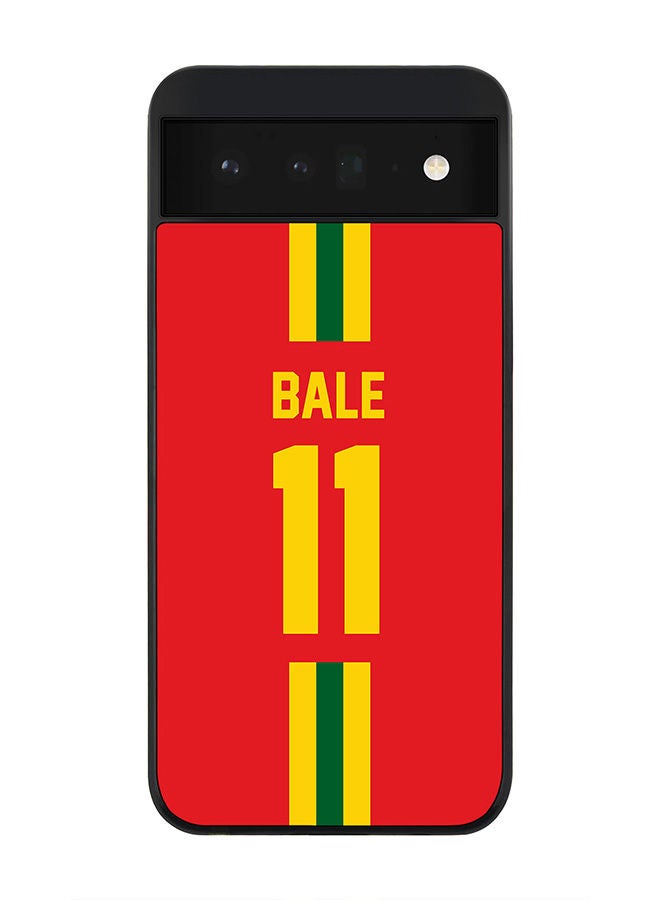 Stylizedd Rugged Black edge case for Google Pixel 6 5G Slim fit Soft Case Flexible Rubber Edges Anti Drop TPU Gel Thin Cover - Football Team - Wales Player Name - Bale - Image 1