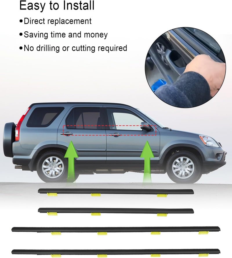 PNYZIK 4 Pcs Weatherstrip Window Molding Trim Seal Belt for Honda CRV CR-V 2002-2006 - Image 5