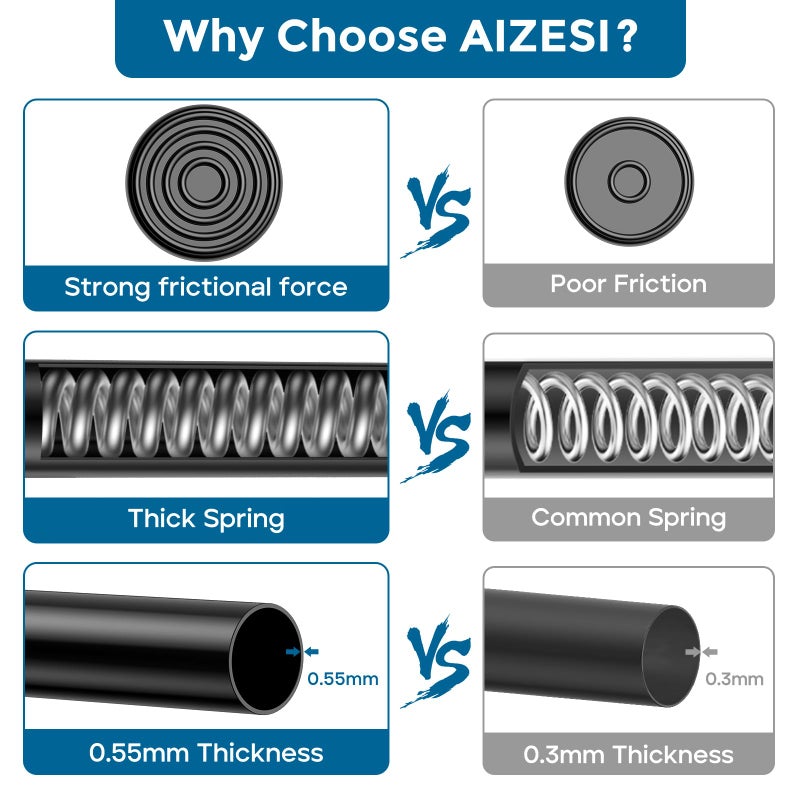 AIZESI Spring Tension Curtain Rods Short Tension Rod (Black,28" to 48"-1Pcs) - Image 3