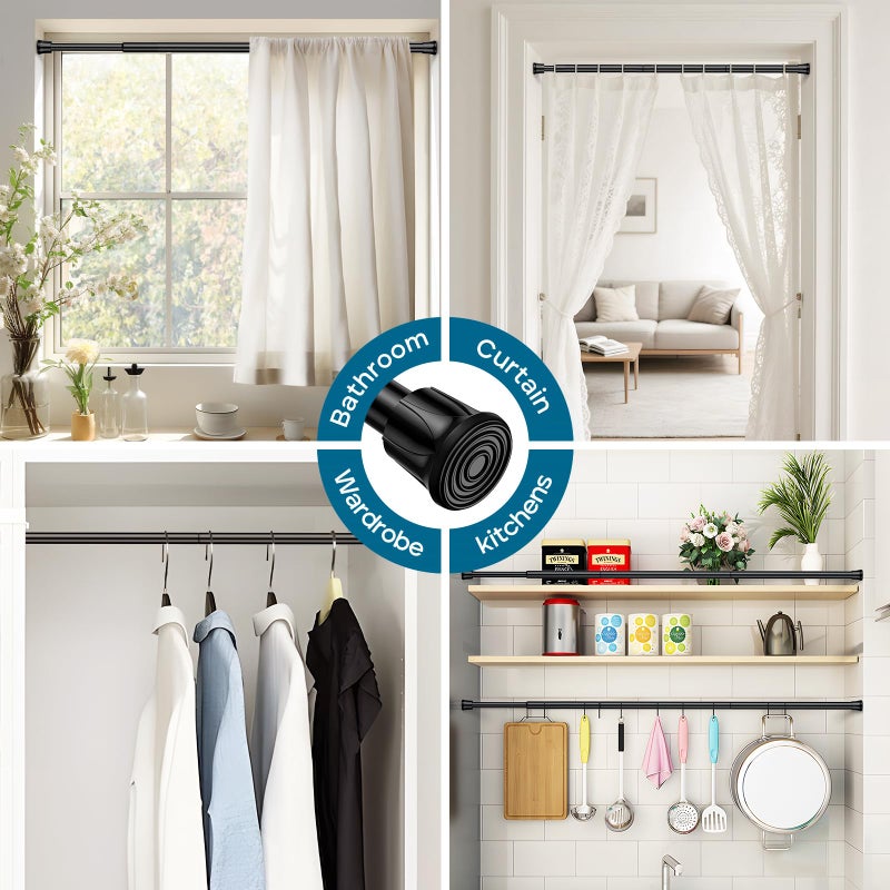 AIZESI Spring Tension Curtain Rods Short Tension Rod (Black,28" to 48"-1Pcs) - Image 4