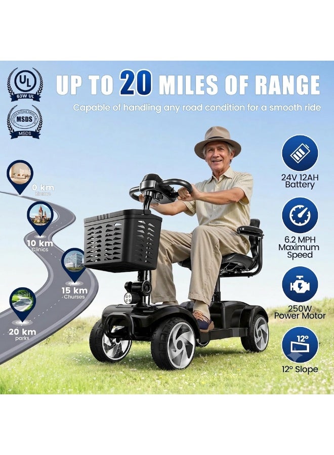 Premium 4-Wheel Foldable Electric Mobility Scooter for Adults & Seniors – 20-Mile Range, 330 lb Capacity, Compact & Travel-Ready - Image 2