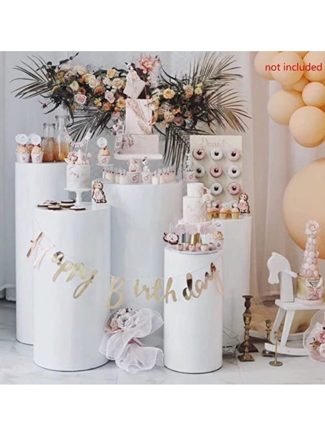 Rose - Metal Display Pedestal Stand, White Cylinder Pedestal Stands for Parties Wedding Birthday Decoration, Cake Stand Dessert Display (Set of 3) - Image 1