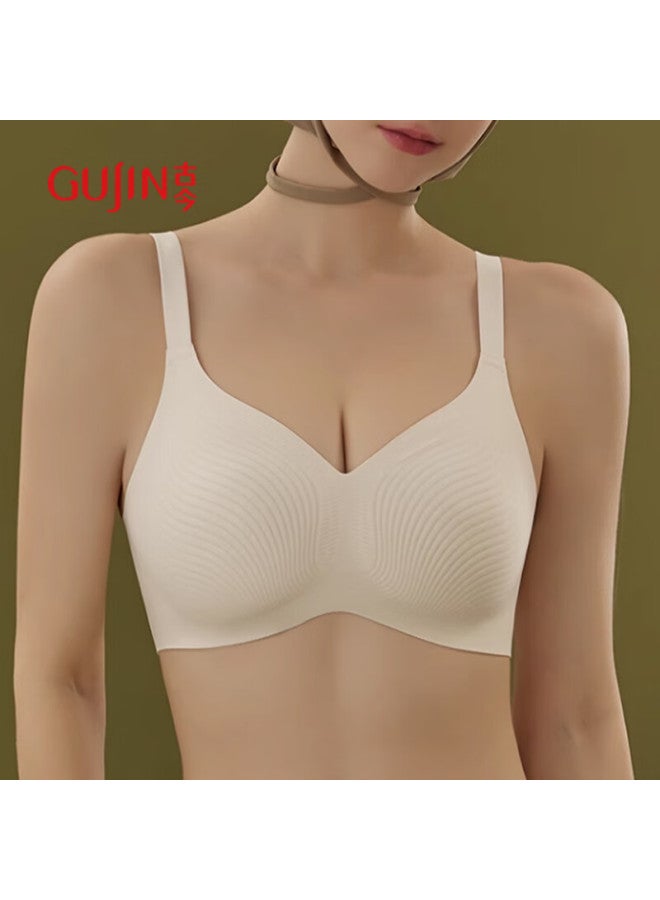 Gujin Full Coverage Ultra-thin Soft Support Big Chest Minimizing Bra Women's Wire-free Side Support Anti-sagging Plus Size Bra - Image 1