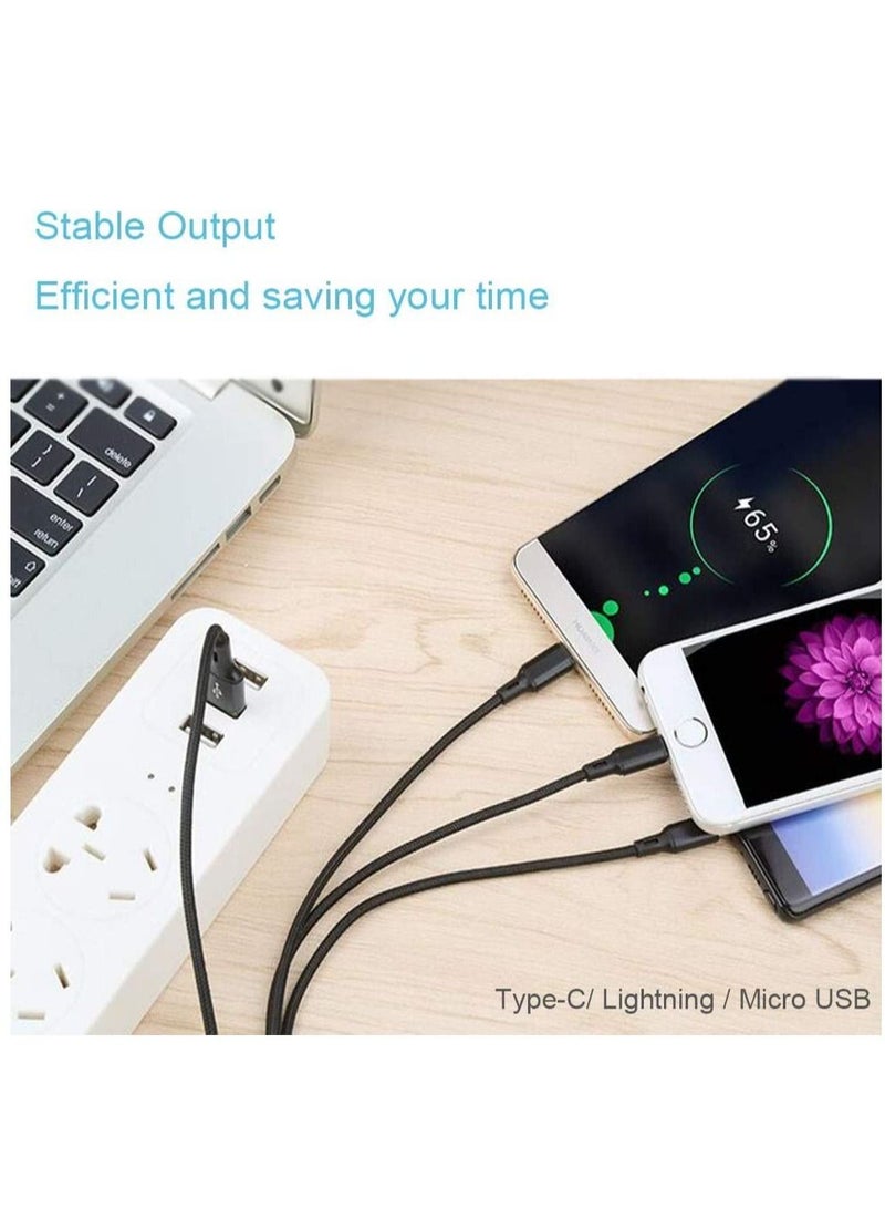 Nylon Braided 3 In 1 Fast Charging Cable For Iphone , Samsung , Huawei , Oppo , And Tables - Image 4