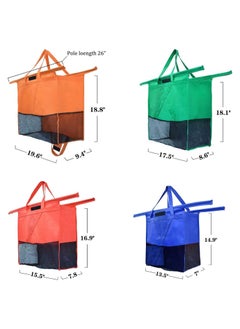 GGEROU 4 Pieces Foldable Shopping Cart Reusable Eco-Friendly Grocery Storage Bags  - Image 5