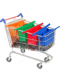 GGEROU 4 Pieces Foldable Shopping Cart Reusable Eco-Friendly Grocery Storage Bags  - Image 1