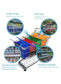 GGEROU 4 Pieces Foldable Shopping Cart Reusable Eco-Friendly Grocery Storage Bags  - Image 4