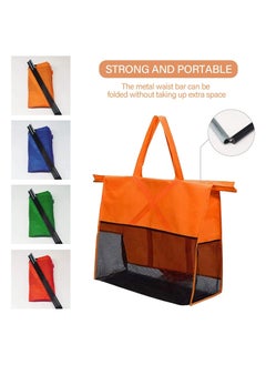 GGEROU 4 Pieces Foldable Shopping Cart Reusable Eco-Friendly Grocery Storage Bags  - Image 3