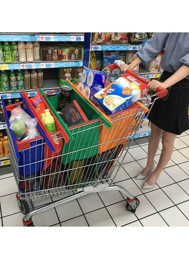 4 Pieces Foldable Shopping Cart Reusable Eco-Friendly Grocery Storage Bags
