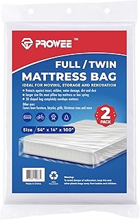 PROWEE PROWEE 2 Pack Full/Twin Mattress Bag Clear Mattress Storage Bag Mattress Bag for Disposal Twin Mattress Plastic Cover  - Image 1