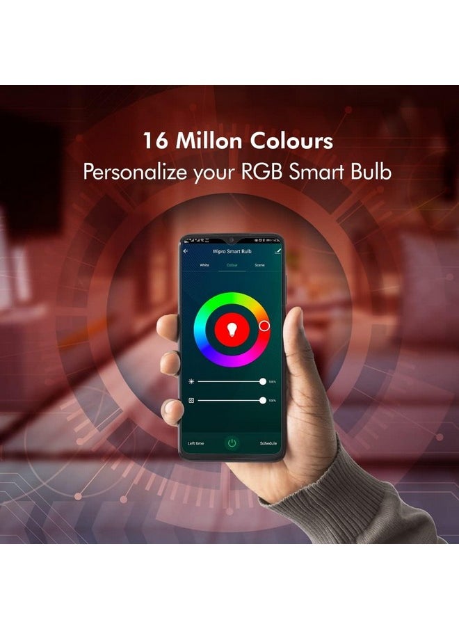 WIPRO - wipro 9W B22D WiFi LED Smart Bulb with Music Sync Function, Compatible with Amazon Alexa and Google Assistant (16M Colours, Warm White/Neutral White/White + Dimmable) Pack of 4 - Image 1