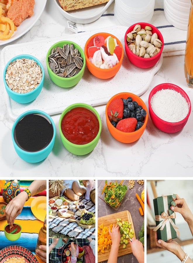 Webake 3" Silicone Pinch Bowls for Cooking Prep, 2oz Small Dipping Bowls Sauce Condiment Containers with Lids, BPA Free Set of 8 - Image 4