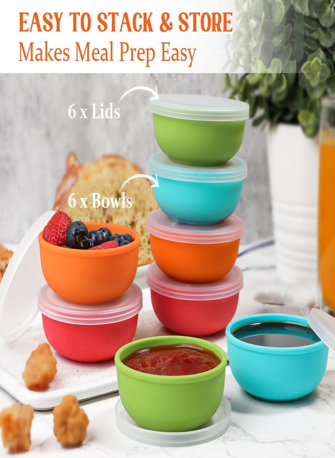Webake 3" Silicone Pinch Bowls for Cooking Prep, 2oz Small Dipping Bowls Sauce Condiment Containers with Lids, BPA Free Set of 8 - Image 2
