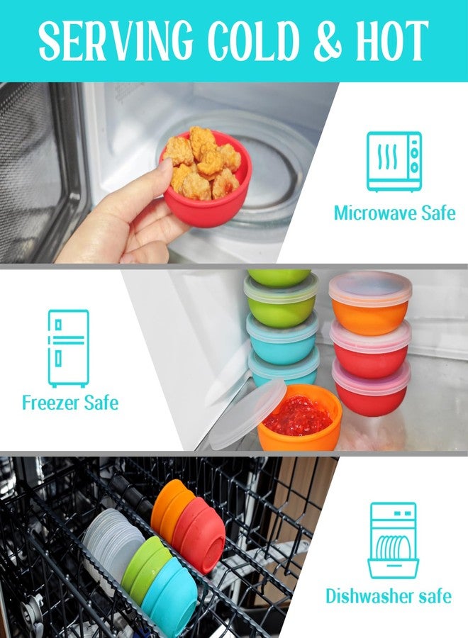 Webake 3" Silicone Pinch Bowls for Cooking Prep, 2oz Small Dipping Bowls Sauce Condiment Containers with Lids, BPA Free Set of 8 - Image 5