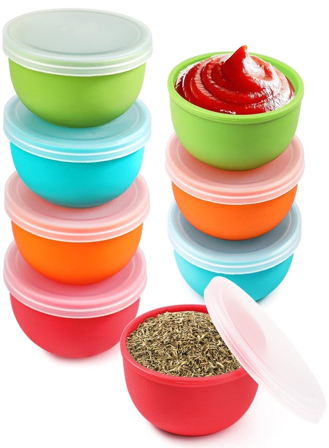 Webake 3" Silicone Pinch Bowls for Cooking Prep, 2oz Small Dipping Bowls Sauce Condiment Containers with Lids, BPA Free Set of 8 - Image 1