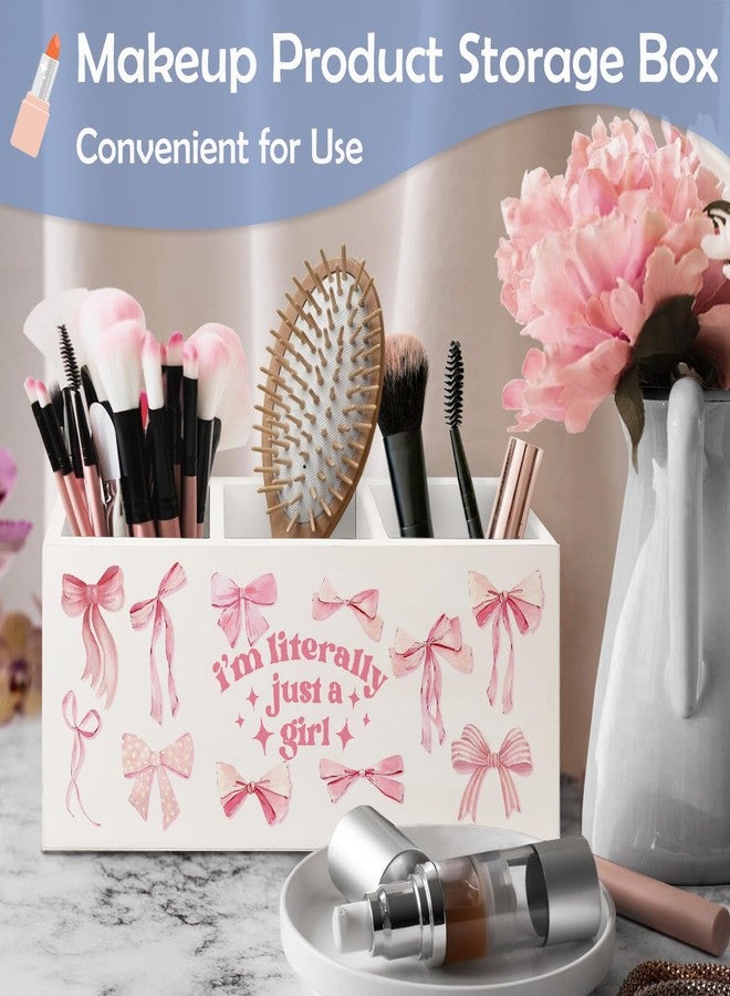 SNNDER Pink Coquette Bow Preppy Pen Holder, Preppy Desk Decor, I'm Literally Just a Girl Pink Girly Acrylic Pen Pencil Holder Organizer for Home Girls Room Dorm Office Desk Accessories - Image 3