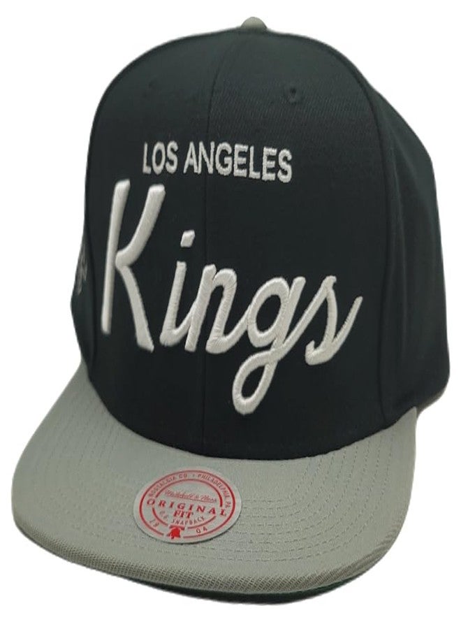Mitchell & Ness Los Angeles Kings Vintage NHL Team Retro Script Black Gray Snapback Hat Cap - Image 2