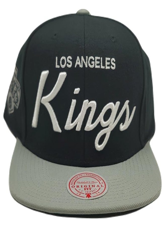 Mitchell & Ness Los Angeles Kings Vintage NHL Team Retro Script Black Gray Snapback Hat Cap - Image 3