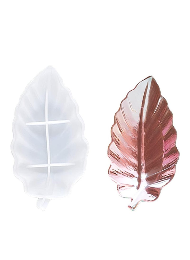 Resin Tray Molds Box Silicone Mold Leaf Resin Molds Jewelry Tray Mold for Epoxy Resin Fruit Plate Casting Mold in Tropical Leaf DIY Salad Plate Storage Box Ashtray Coaster Crafts (Elm Leaf) - Image 1