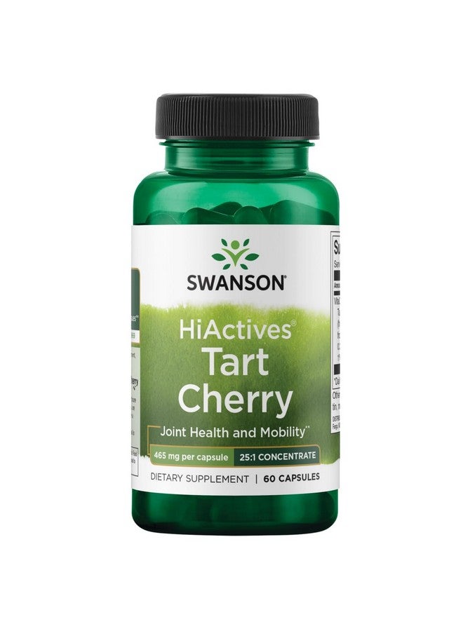 Swanson HiActives Tart Cherry - Natural Supplement Supporting Joint Health, Mobility & Flexibility - Helps Strengthen Collagen Structures & Connective Tissue - (60 Capsules, 465mg Each)