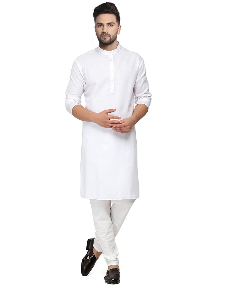 ashtang Men's Cotton Blend Solid Kurta Set Pyjama, XS, Multicolor - Image 5