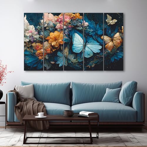 The Castle Decor Beautiful butterfly painting with frame 5 Big Size (27x48) Wall Art for living room,Bedroom,Drawing room,Hotels-Wooden Framed-Digital Painting - Image 1