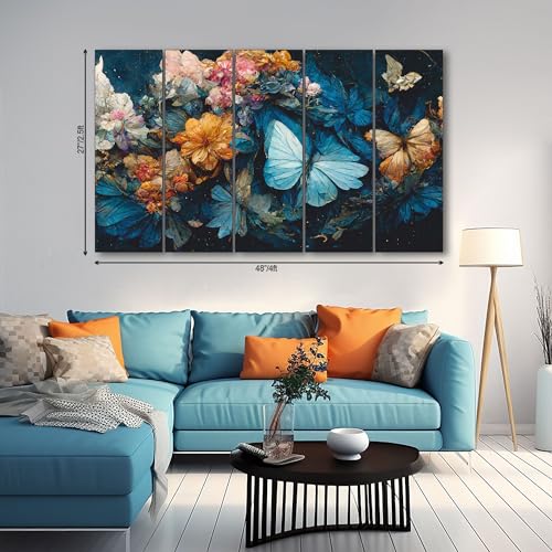 The Castle Decor Beautiful butterfly painting with frame 5 Big Size (27x48) Wall Art for living room,Bedroom,Drawing room,Hotels-Wooden Framed-Digital Painting - Image 2