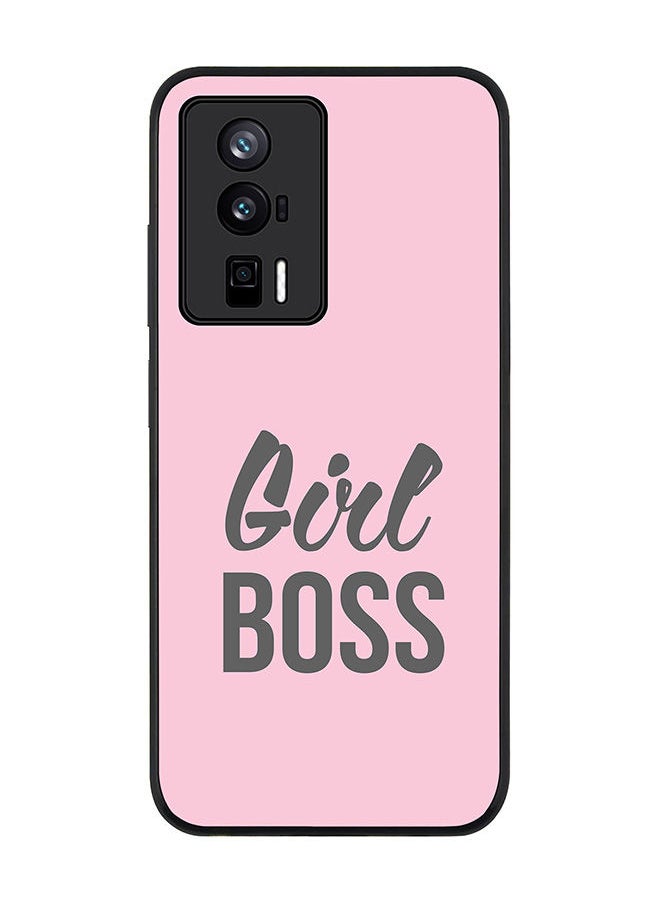 Stylizedd Rugged Black edge case for Xiaomi Poco F5 Pro 5G / Xiaomi Redmi K60 / Xiaomi Redmi K60 Pro Slim fit Soft Case Flexible Rubber Edges Anti Drop TPU Gel Thin Cover - Girl Boss (Pink)  - Image 1