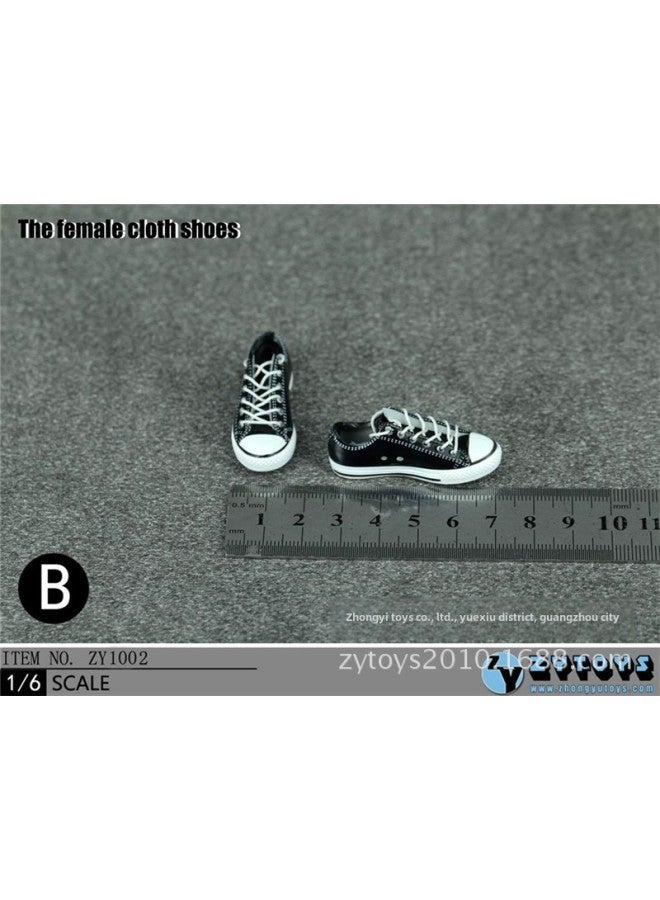 Women's Clothing Low-top Canvas Sports Shoes 6-inch Dolls Action Figures Handheld Shoes Zy1002-Color:Black - Image 1