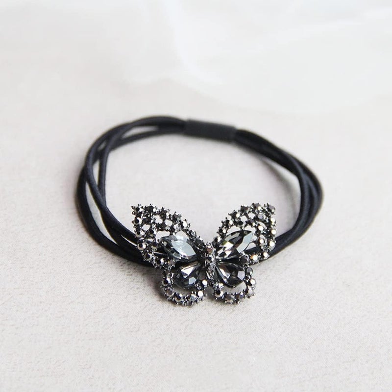 Xiwstar 2Pcs Elegant Women Girls Hair Scrunchies Crystal Rhinestone Butterfly Hair Ties Bands Accessories Ponytail Holder - Image 4