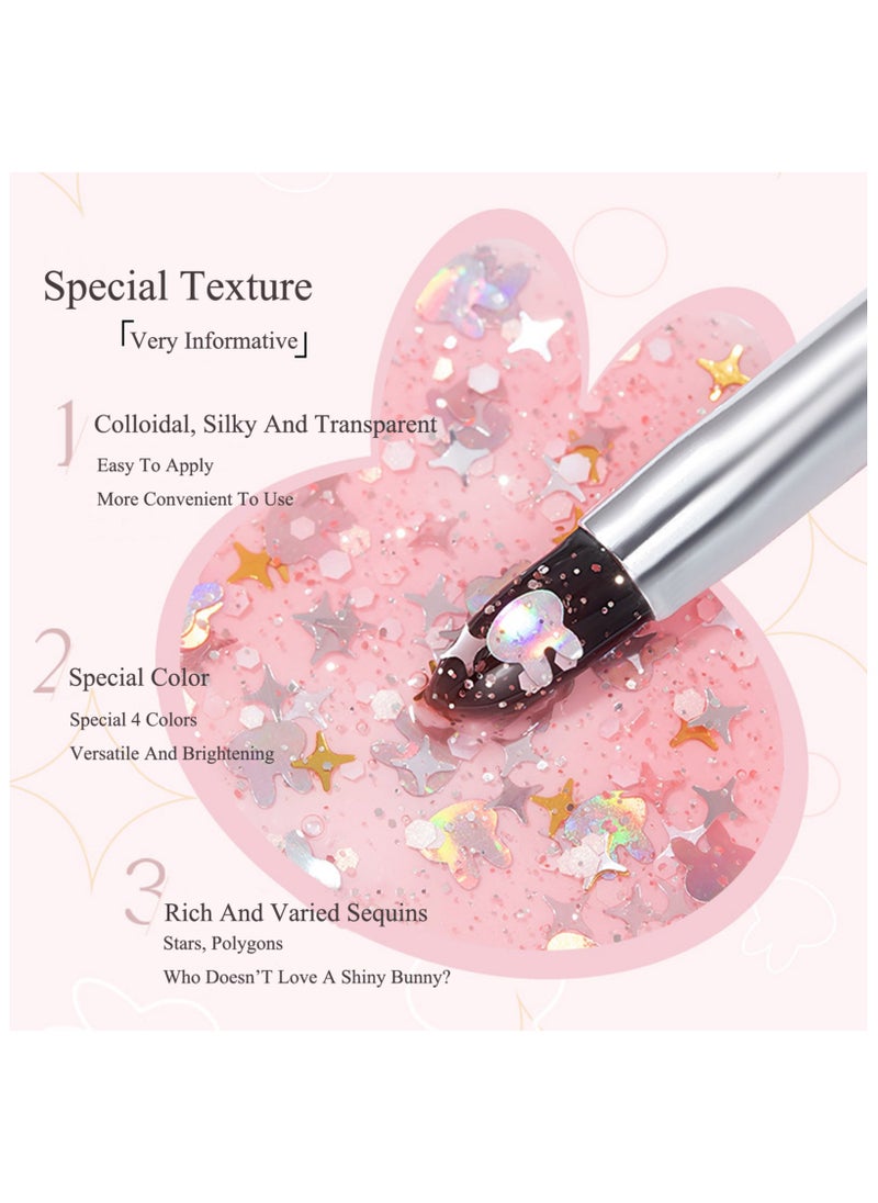 Miss Gooey Nail Polish Colors Cream Solid Gel Colorful Waterproof Rabbit Star Sequins Quick Dry 60 Seconds Salon-Quality Bright Soak off UV Lamp Required Home DIY Manicure 8g with Brush  - Image 2