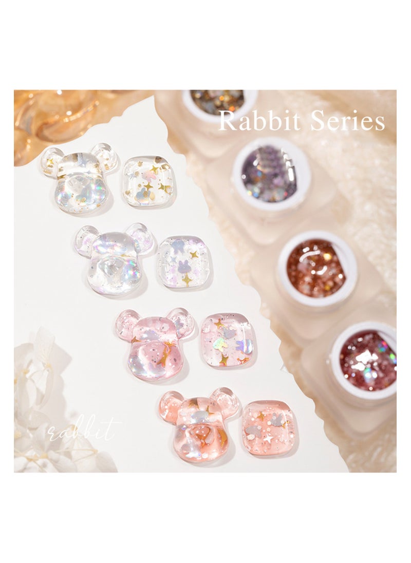 Miss Gooey Nail Polish Colors Cream Solid Gel Colorful Waterproof Rabbit Star Sequins Quick Dry 60 Seconds Salon-Quality Bright Soak off UV Lamp Required Home DIY Manicure 8g with Brush  - Image 3