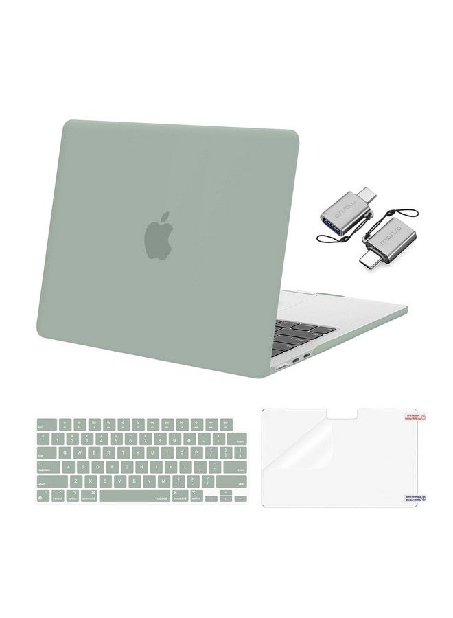 موسيسو جراب موسيسو متوافق مع ماك بوك اير 13 بوصة 2025 2024 2023 2022 M4 A3240 M3 A3113 M2 A2681، غلاف بلاستيكي صلب وغطاء لوحة مفاتيح وغشاء شاشة ونوع C لجراب ماك بوك اير 13.6 بوصة، أخضر عتيق - Image 1