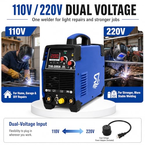 S7 200A HF Start TIG Welder, DC TIG and Stick Welder, 110V/220V Dual Voltage Portable Welding Machine for Garage Repair, DIY Projects, Stainless Steel and Mild Steel - Image 3