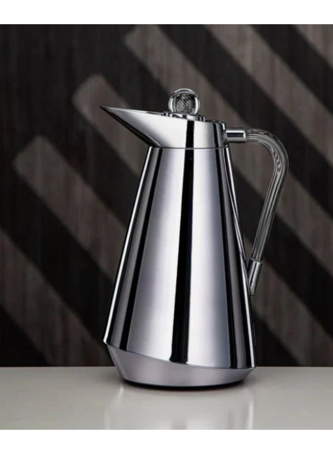 المرجان طقم قوارير مفرغة عصرية من المرجان، قطعتين (0.7/1 لتر) - فضي مع عناصر زخرفية شفافة (CY07) - Image 3